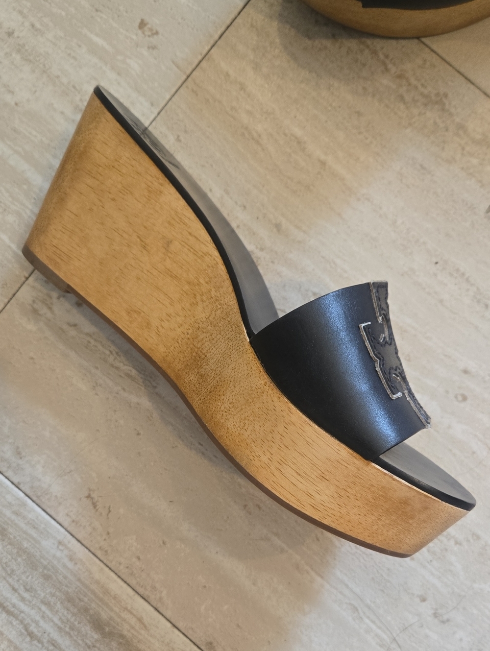 Tory Burch Ines Wooden Wedge Platform Leather Sandals - Picture 6 of 12